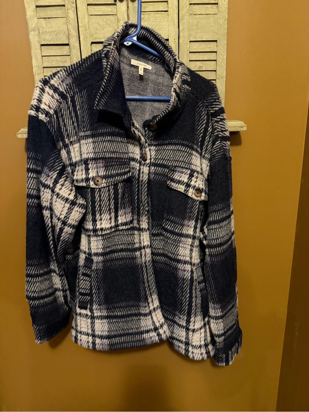 Maurices Navy & White Plaid Utility Shacket